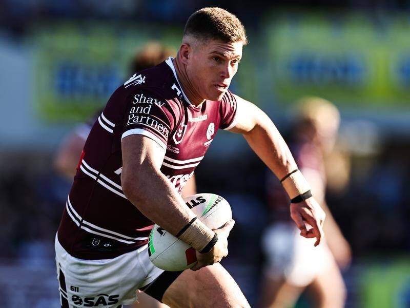 Manly's Reuben Garrick failed to finish the game against the Dragons after suffering a concussion. (Mark Evans/AAP PHOTOS)