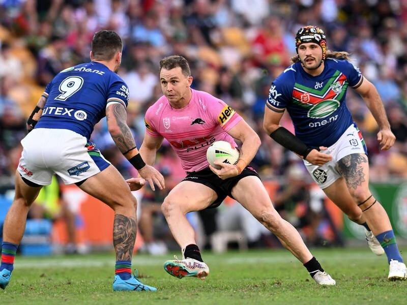 Fullback Dylan Edwards was one of Penrith's best in their 18-6 win over the Warriors in Brisbane. (Darren England/AAP PHOTOS)