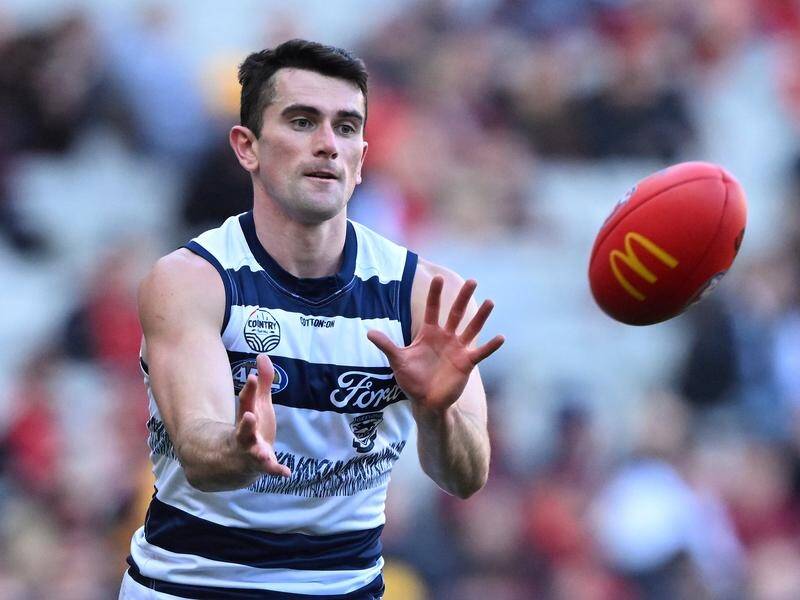 Mark O'Connor will return from injury in Geelong's AFL clash with North Melbourne at GMHBA Stadium. (James Ross/AAP PHOTOS)