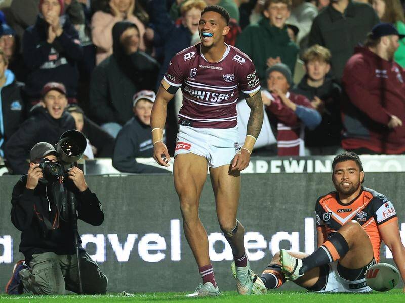 Jason Saab will remain with Manly until the end of 2029 after signing a new contract with the club. (Mark Evans/AAP PHOTOS)