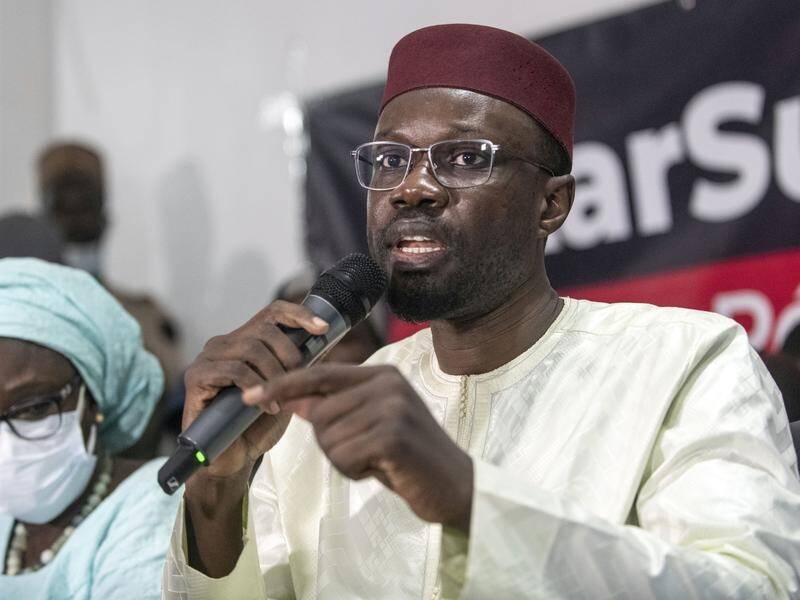 Prosecutors are seeking 10 years for Senegal's rape-accused Opposition leader Ousmane Sonko. (AP PHOTO)